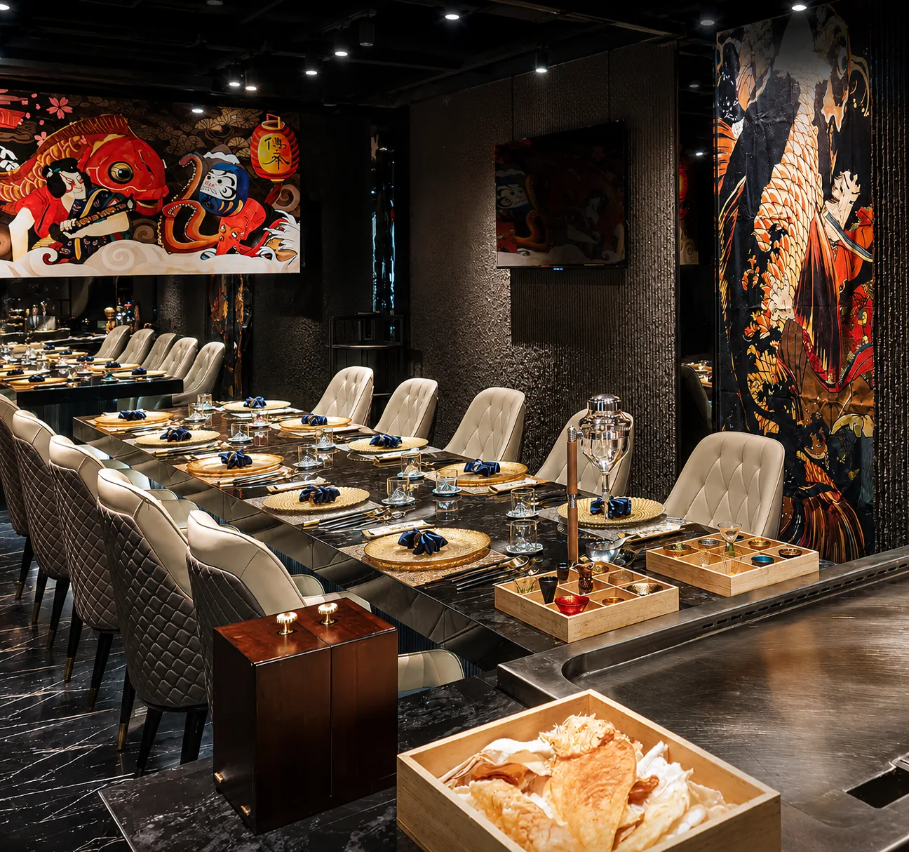 Không gian quầy Teppanyaki riêng tại THE GU