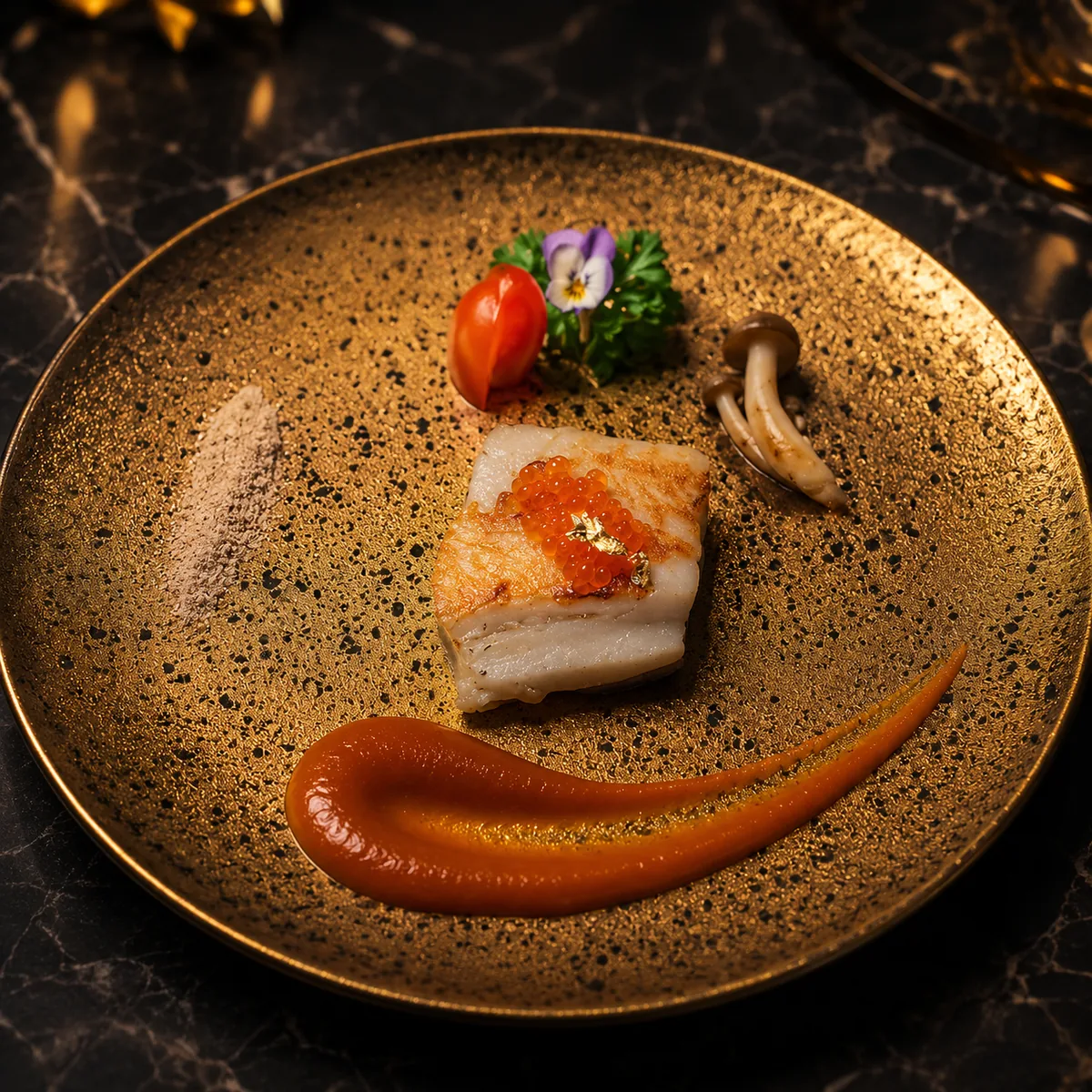 Món cá nướng và trứng cá hồi trong set Teppanyaki tại The GU