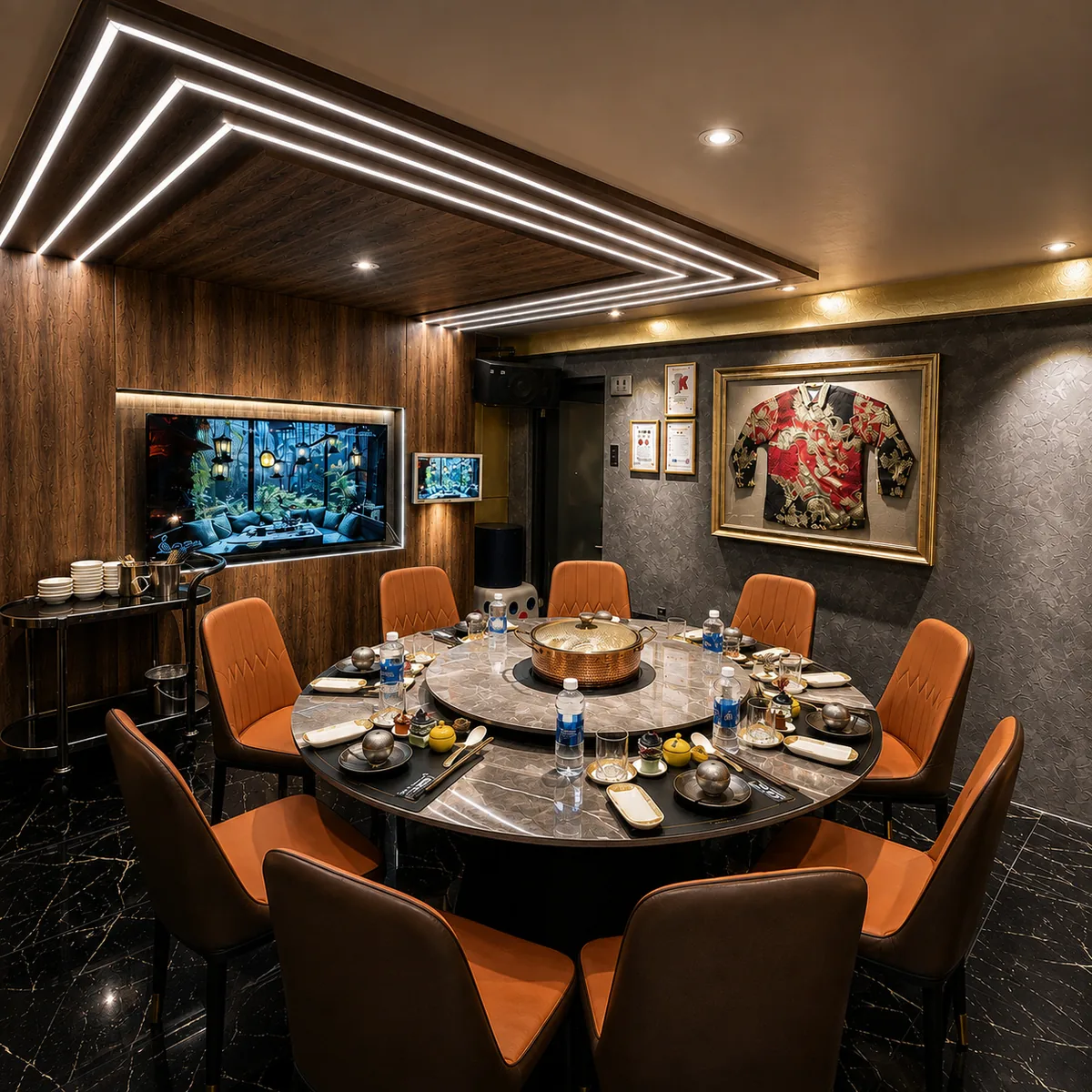 Phòng Lẩu Omakase với bàn tròn tại THE GU