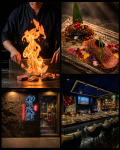 Đầu bếp, món bò, lối vào và quầy Teppanyaki thực tế tại The GU