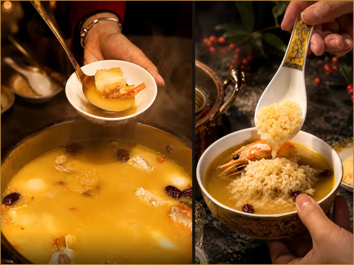 Nước lẩu và món cháo kết thúc trong hành trình Lẩu Omakase
