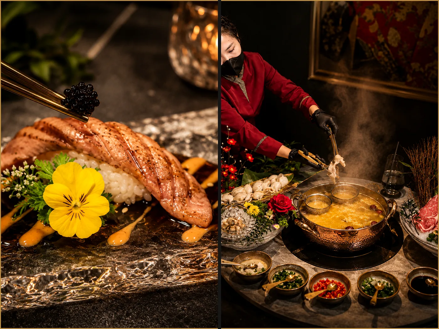 So sánh trải nghiệm Teppanyaki và Lẩu Omakase tại The GU