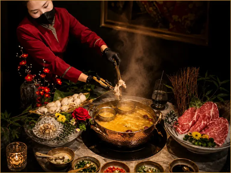 Hotpot Omakase served in a planned sequence