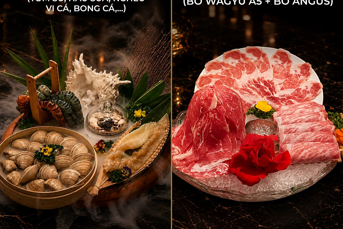 Thứ tự ăn hải sản trước và thịt sau trong Lẩu Omakase